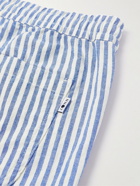 NN07 - Gregor Straight-Leg Striped Cotton-Blend Seersucker Drawstring Shorts - Blue