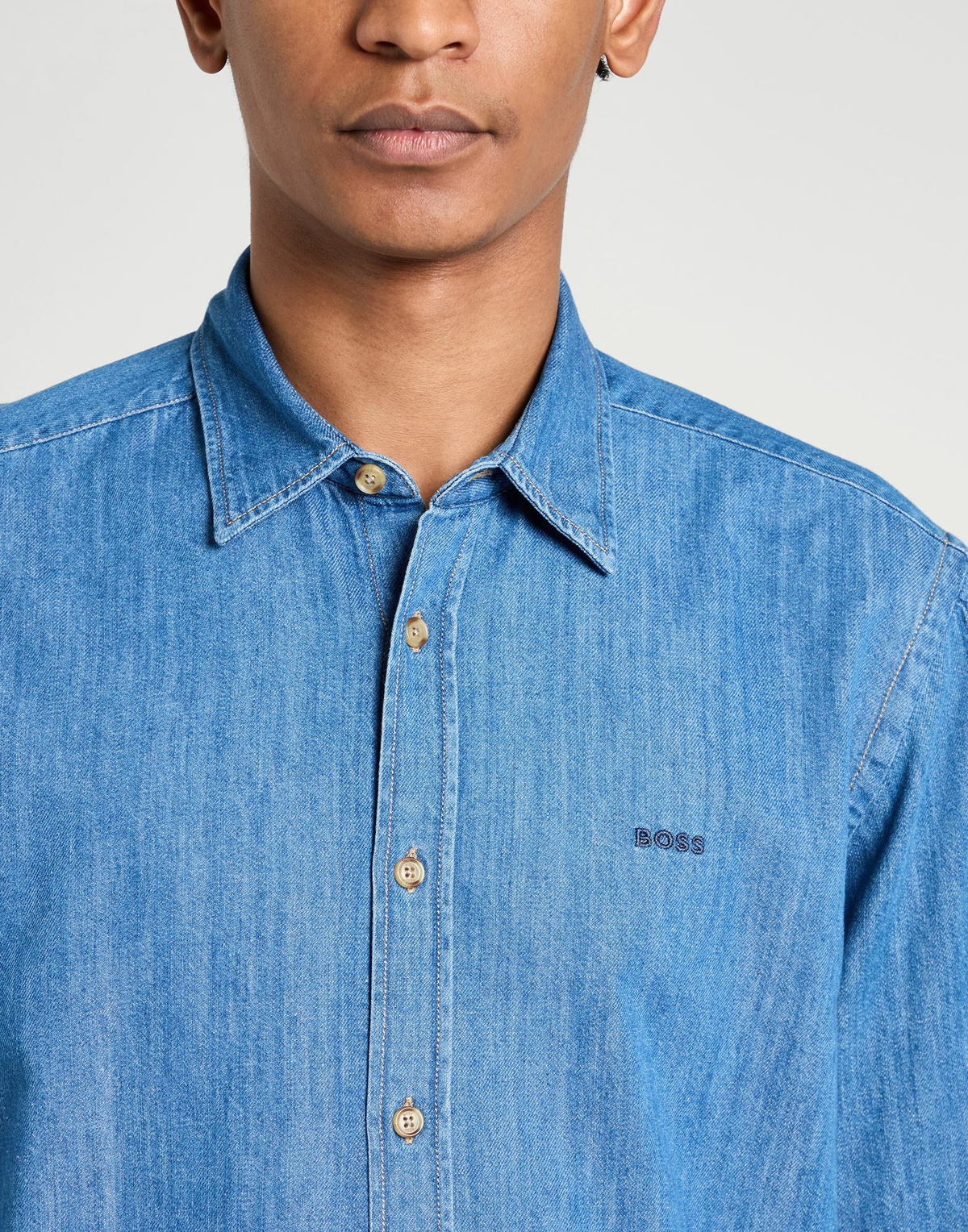 Boss Mens Denim shirt in Blue