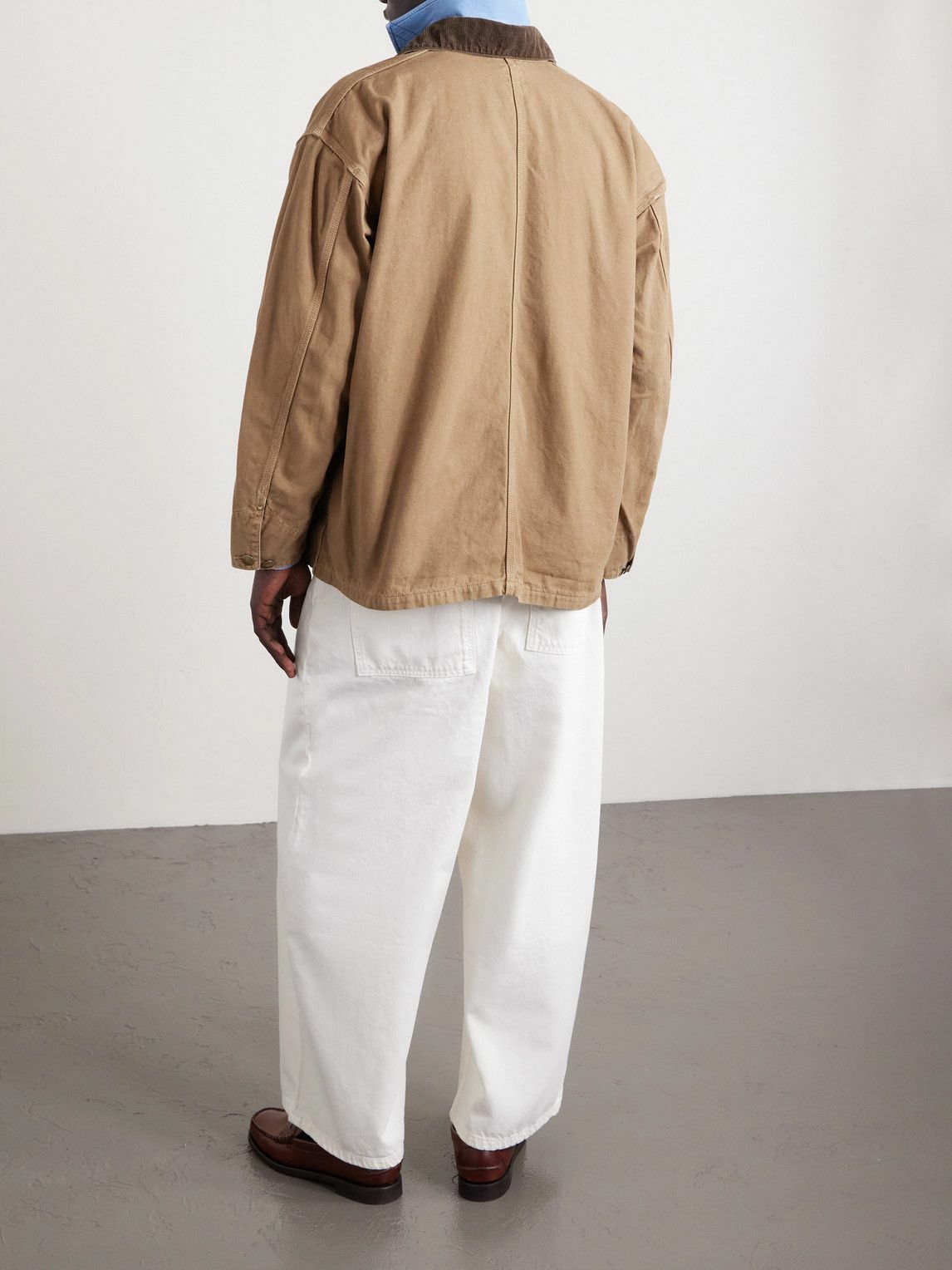 OrSlow - Corduroy-Trimmed Cotton-Canvas Jacket - Brown