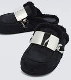 JW Anderson Plaque chain suede mules