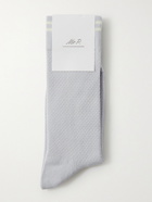 Mr P. - Striped Cotton-Blend Piqué Socks