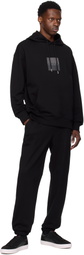Hugo Black Relaxed-Fit Split Logo Hoodie