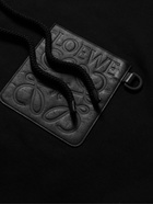 Loewe - Leather-Trimmed Cotton-Jersey Hoodie - Black