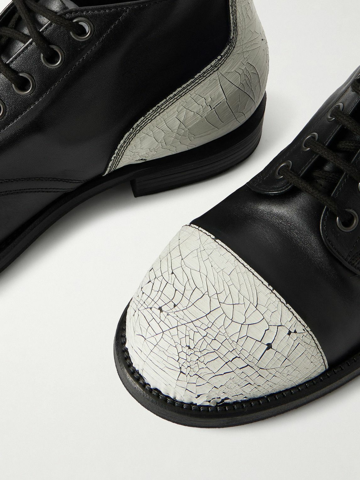 Enfants Riches Déprimés - Charlie Painted Leather Lace-Up Boots - Black
