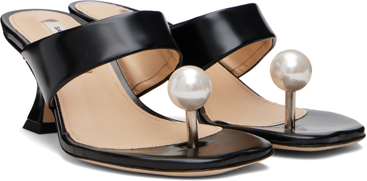 Sandy Liang Black Pearl Sandalette Heeled Sandals