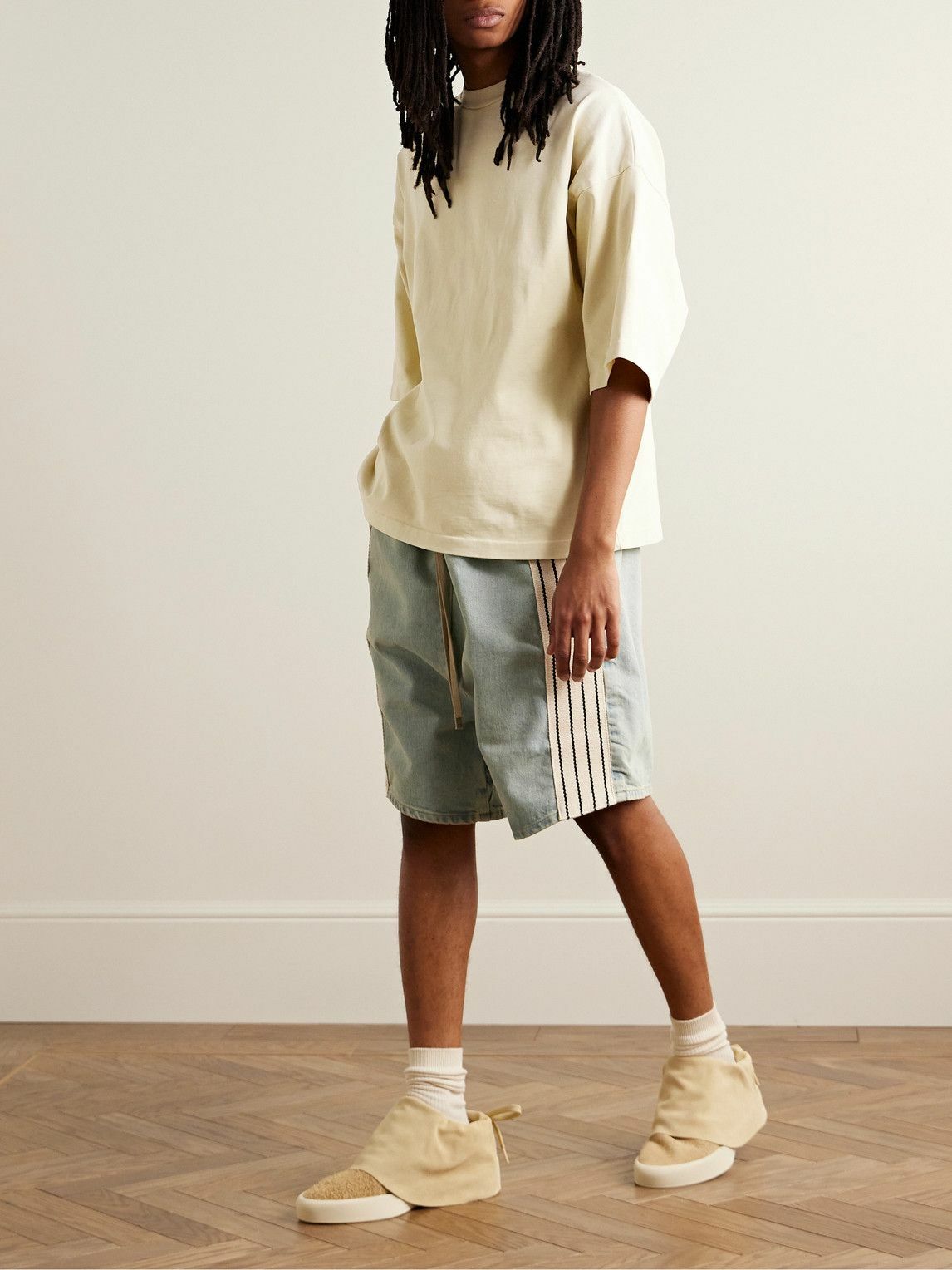 Men Olive Twill Fear Printed Oversized Shirt