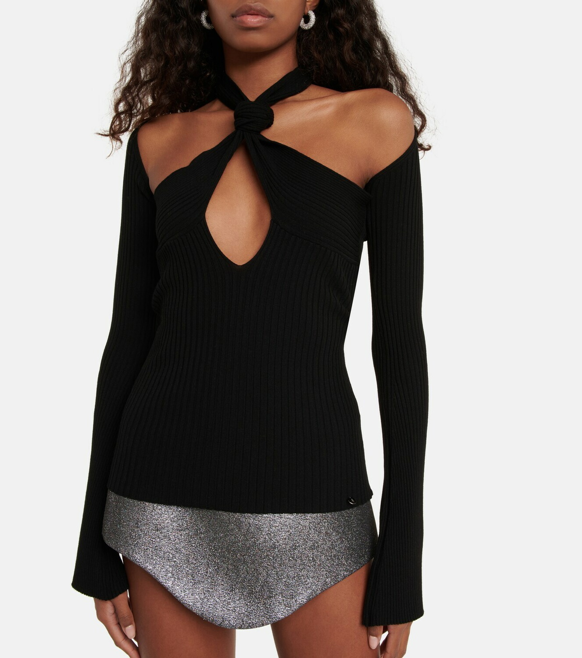 The Attico Halterneck cutout ribbed top