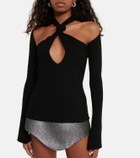 The Attico Halterneck cutout ribbed top