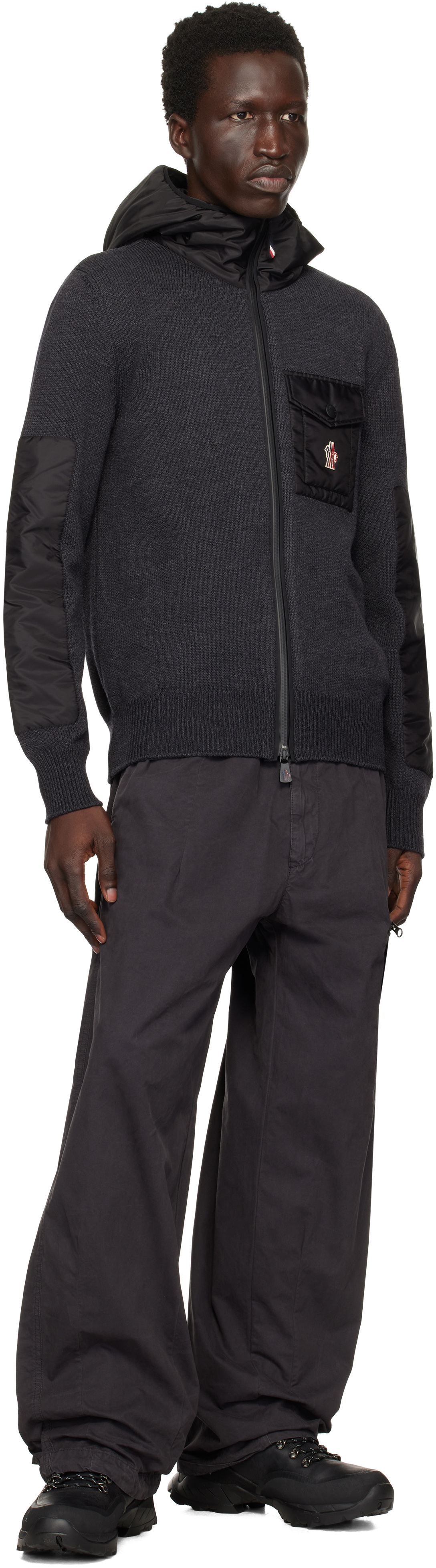 【新品未使用】MONCLER HOODIE SWEATER L 2 Moncler 1952 Black Hoodie Sweater | The Webster