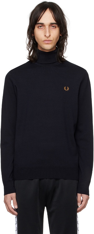 Photo: Fred Perry Navy Roll Neck Turtleneck
