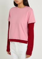 Guest In Residence Layered Long-sleeve Cotton-blend T-shirt Pink