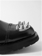 Alexander McQueen - Embellished Leather Derby Shoes - Black