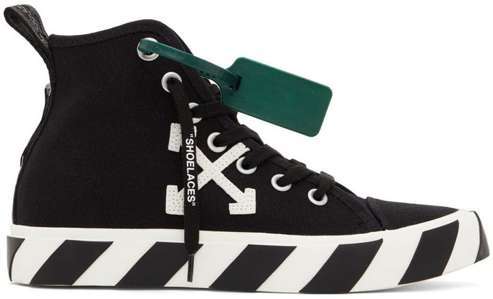 Photo: Off-White Black Mid-Top Vulcanized Sneakers