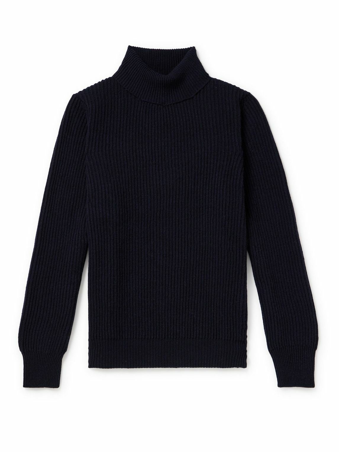 Photo: De Petrillo - Ribbed Wool and Cashmere-Blend Sweater - Blue