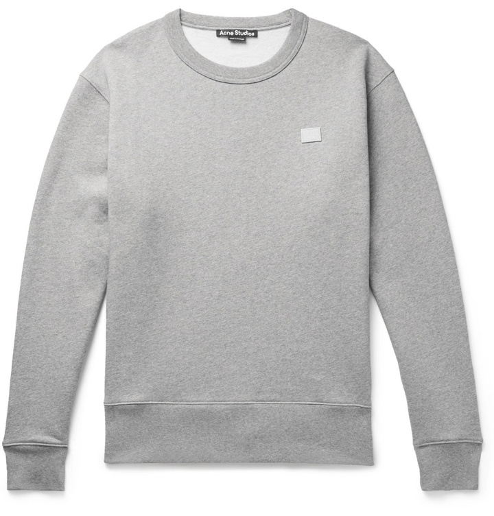 Photo: Acne Studios - Fairview Logo-Appliquéd Fleece-Back Cotton-Jersey Sweatshirt - Gray