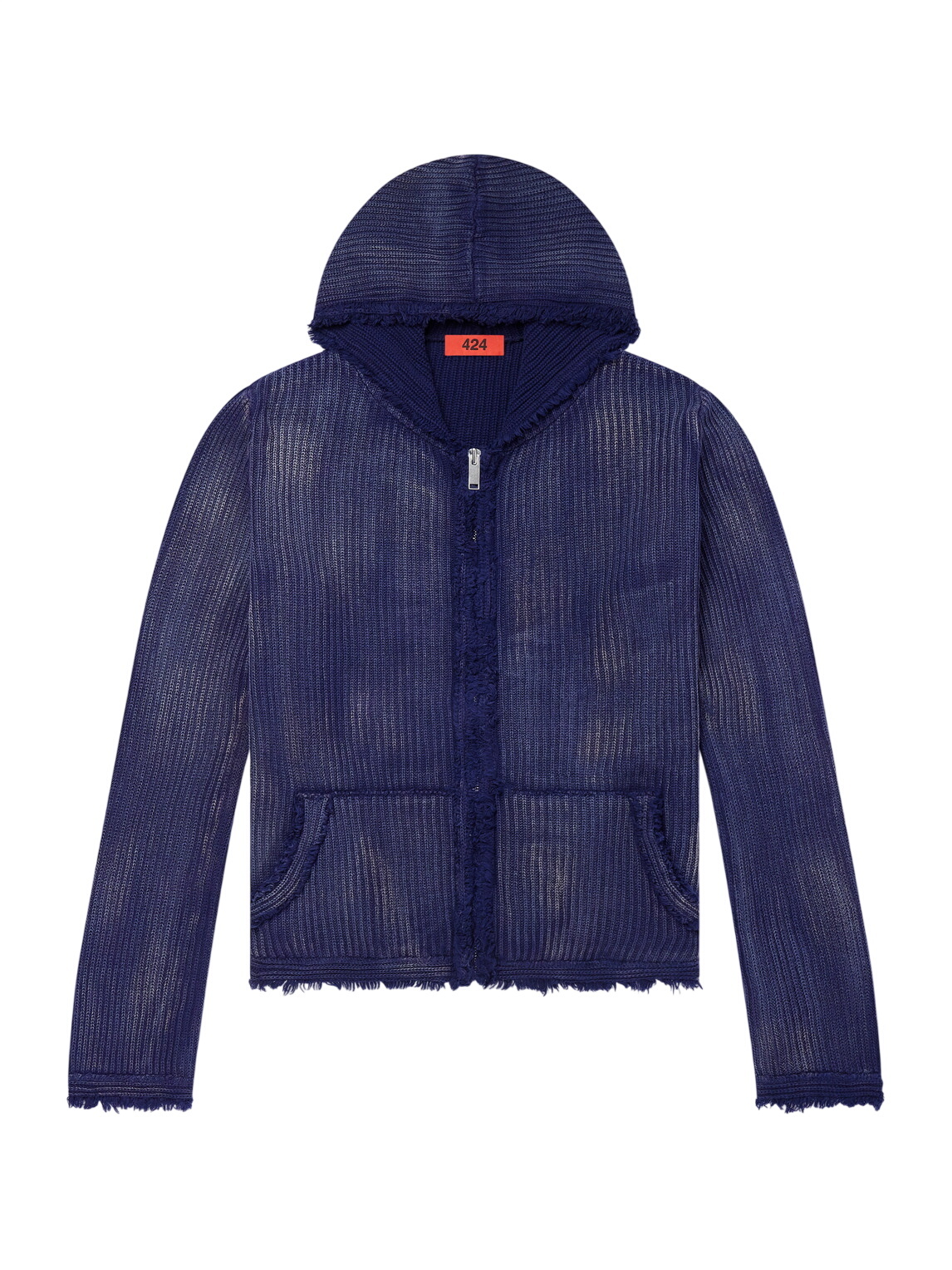 【424】FLANNEL HOODIE／新品タグ付／送料込／納品書有 424 - Striped Cotton-Blend Flannel Zip-Up Hoodie - Brown 424