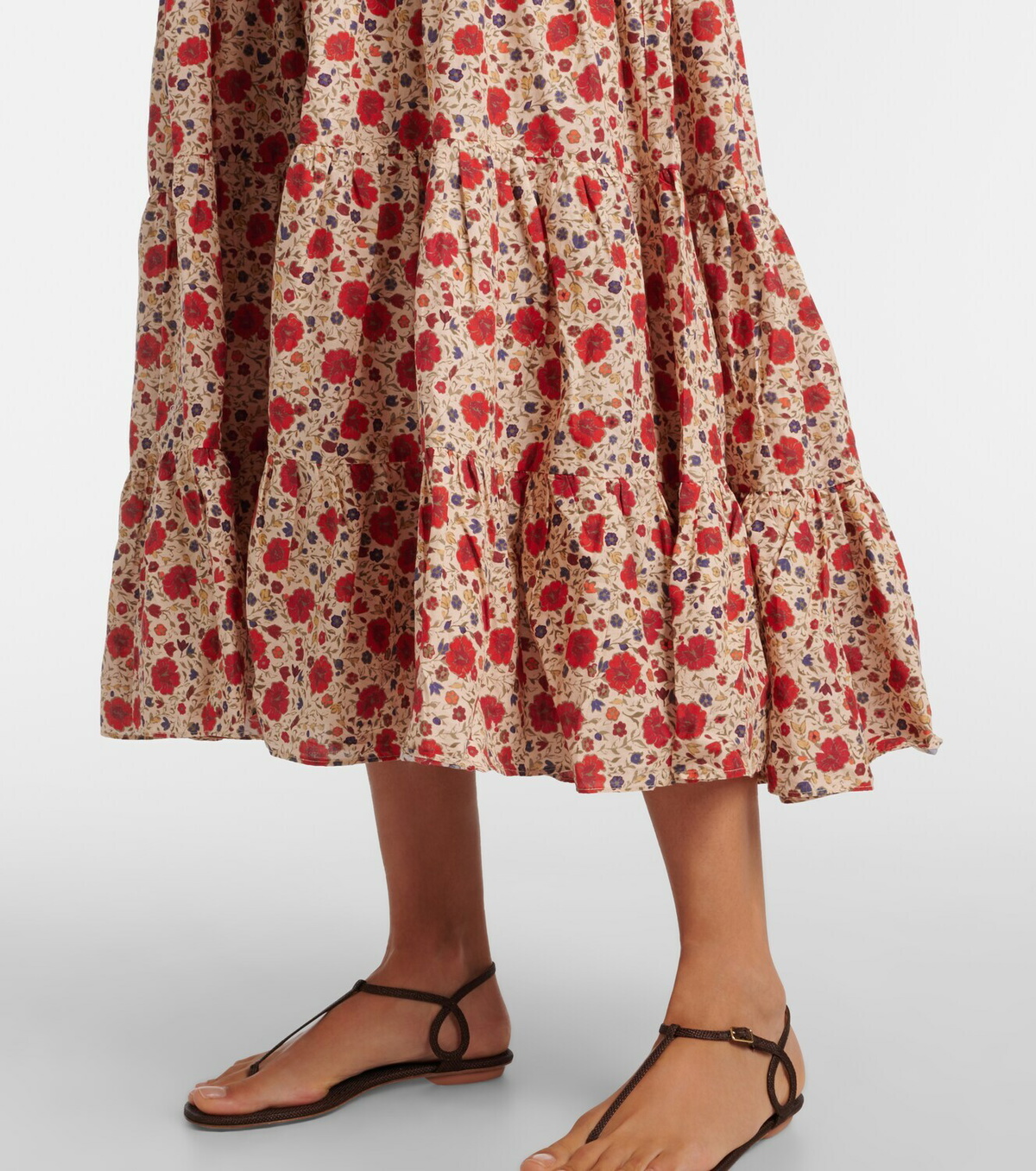 Rixo Kendall floral cotton voile midi dress