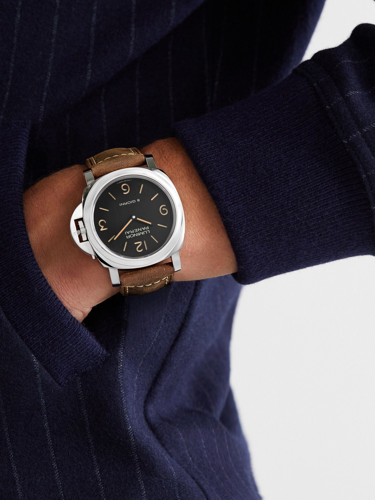 PANERAI Luminor Base 8 Days Hand Wound 44mm Steel and Nubuck