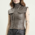 Ottolinger Women's Glazed Denim Zip Top in Brown