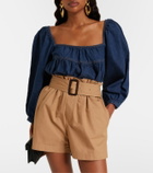 Saint Laurent Gathered denim blouse
