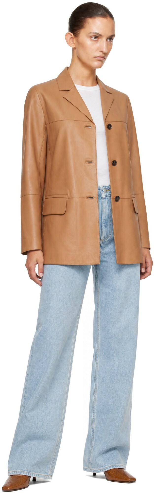 Loulou de Saison Tan NARI Straight Leather Jacket