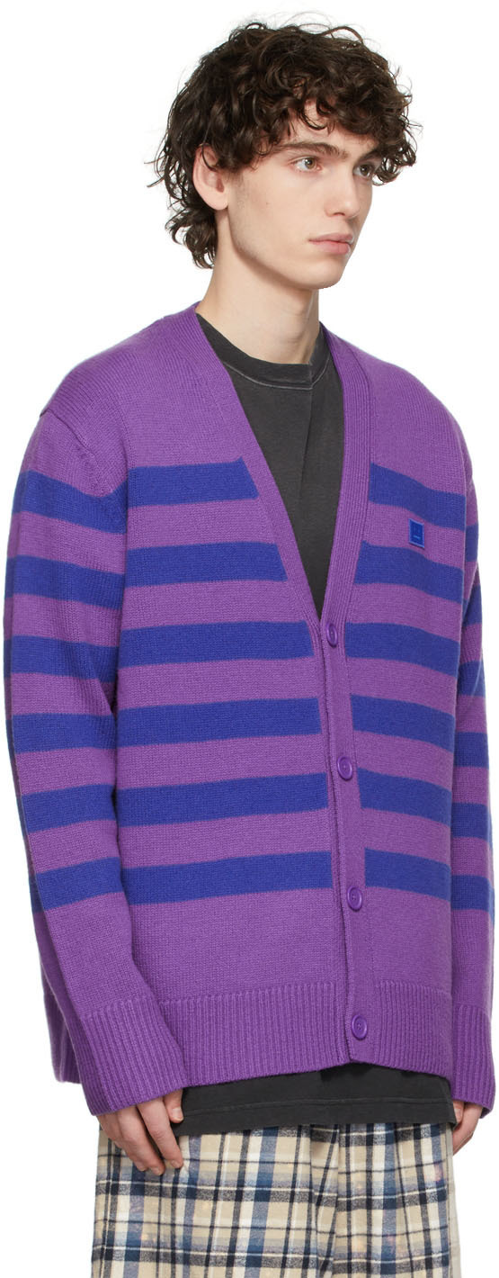 Acne Studios Purple & Blue Kimano Stripe Face Cardigan Acne Studios
