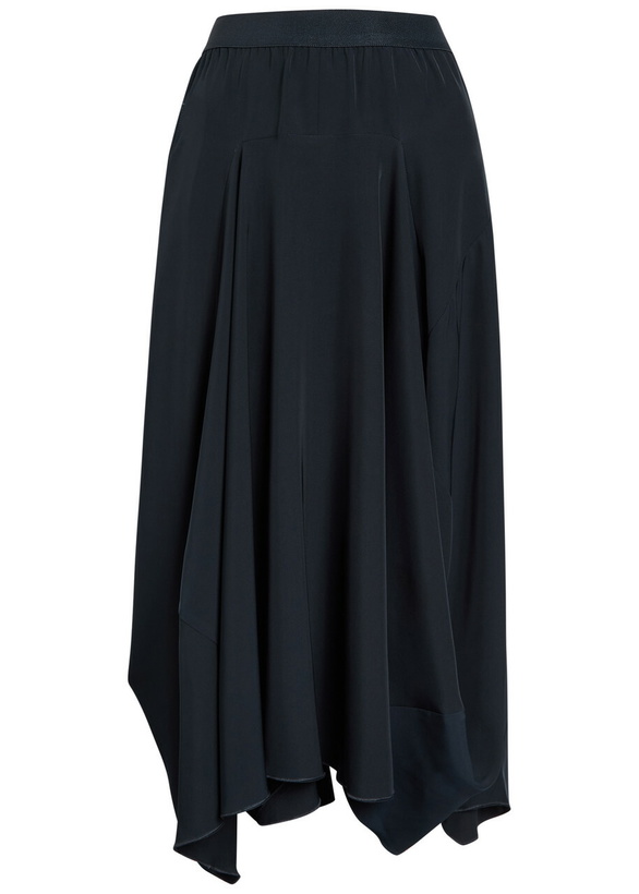 Photo: High Aubrey Draped Stretch-jersey Midi Skirt Dark Blue