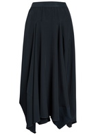 High Aubrey Draped Stretch-jersey Midi Skirt Dark Blue