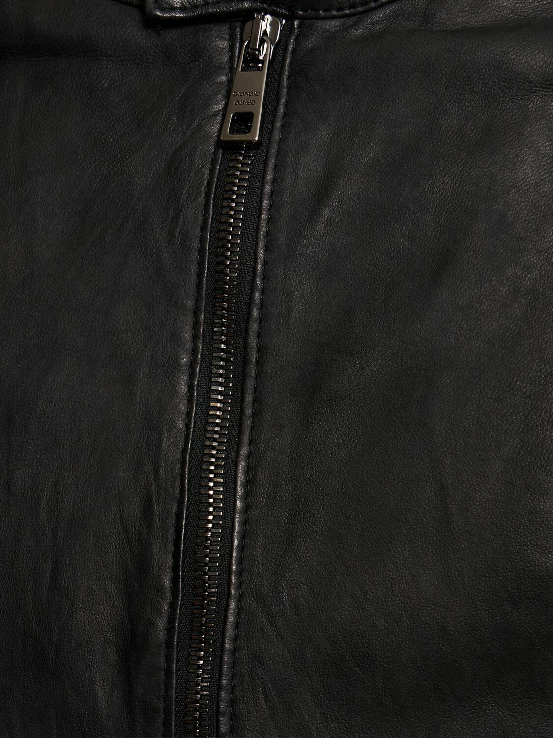 GIORGIO BRATO Brushed Leather Bomber Jacket Giorgio Brato