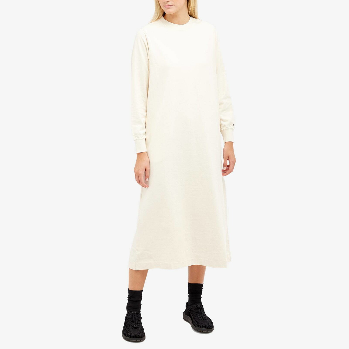 Snow Peak Women's Recycled Cotton Midi Dress in Ecru