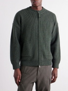 FrizmWORKS - Ribbed-Knit Wool-Blend Zip-Up Cardigan - Green