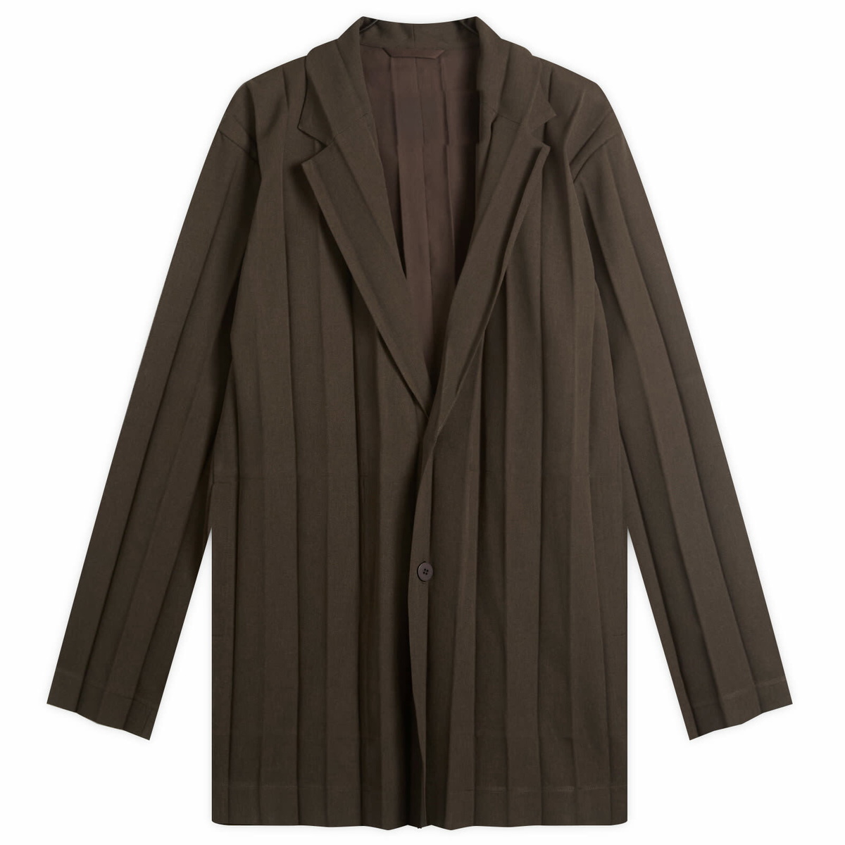 Homme Plissé Issey Miyake Men's Pleated Zip Jacket in Mud