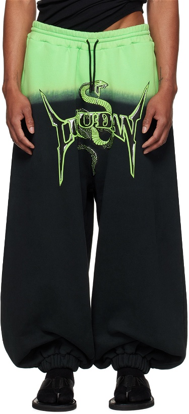 Photo: LU'U DAN Green & Black Metal Head Sweatpants