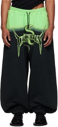 LU'U DAN Green & Black Metal Head Sweatpants