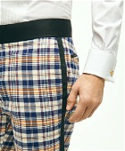 Brooks Brothers Men's Regent Fit Cotton Madras Tuxedo Pants | Beige