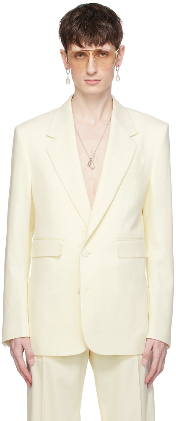 Photo: Dolce&Gabbana Off-White Single-Breasted Blazer