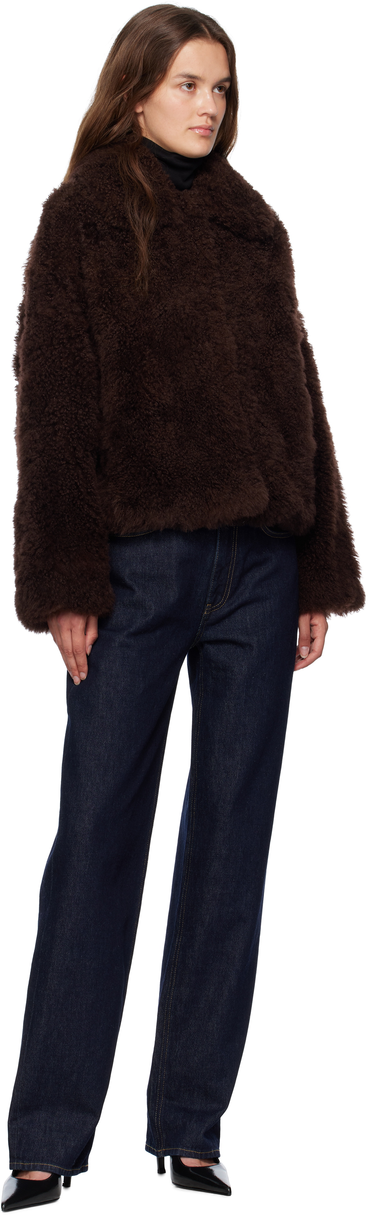 Yves Salomon Brown Long Hair Jacket