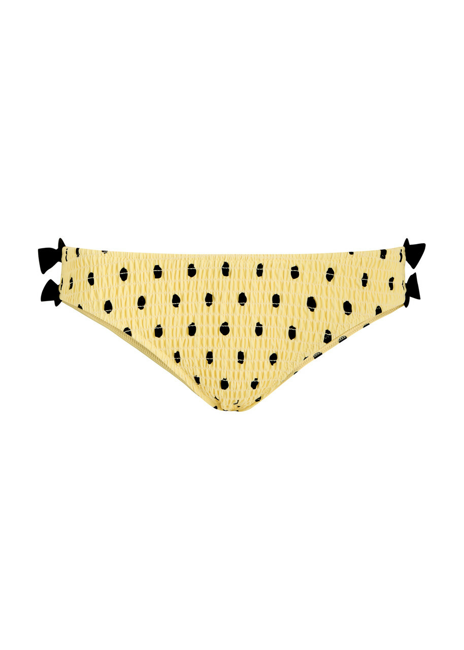 Damson Madder Spot-print Shirred Bikini Briefs Yellow