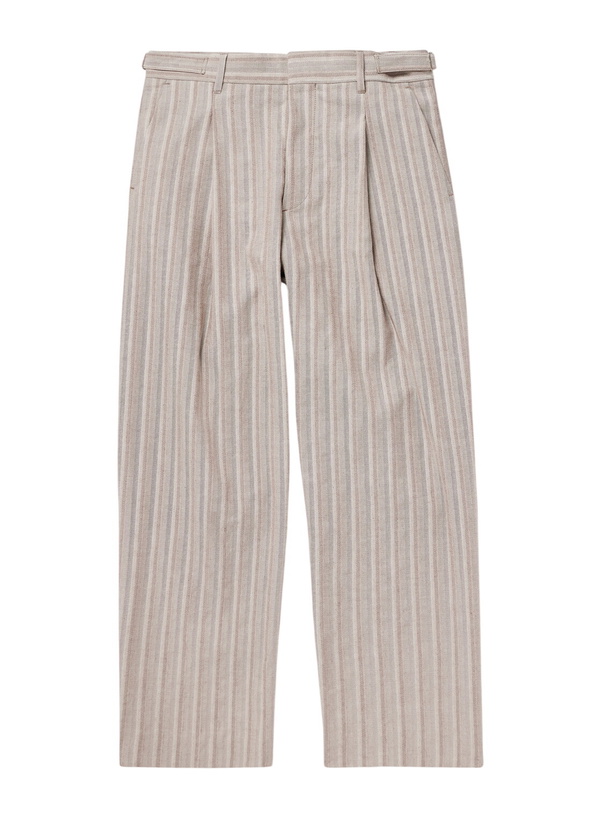 Photo: NN07 - Kay 10058 Wide-Leg Pleated Herringbone Organic Cotton-Blend Suit Trousers - Brown
