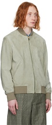 Paul Smith Green Stand Collar Leather Jacket