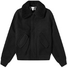 AMI Paris Men's Shearling Collar Wool Jacket in Black