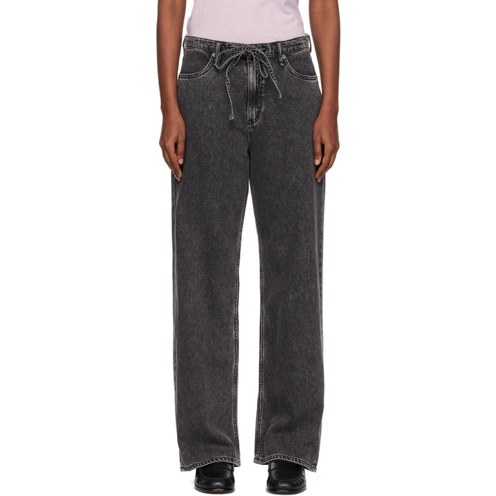 Photo: rag & bone Black Phoebe Wide-Leg Drawstring Jeans