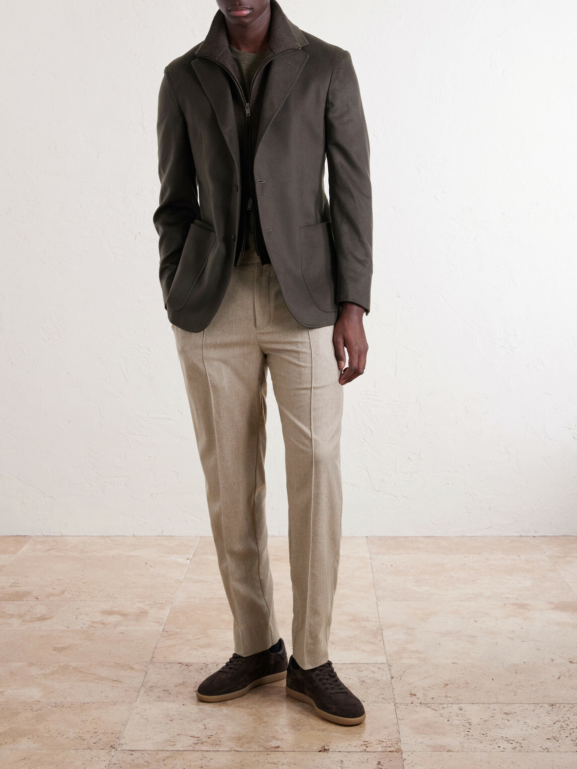 Zegna - Straight-Leg Wool, Cashmere and Silk-Blend Trousers - Brown