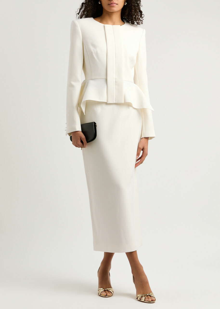 Roland Mouret Crepe Midi Skirt Cream