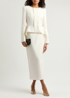 Roland Mouret Crepe Midi Skirt Cream