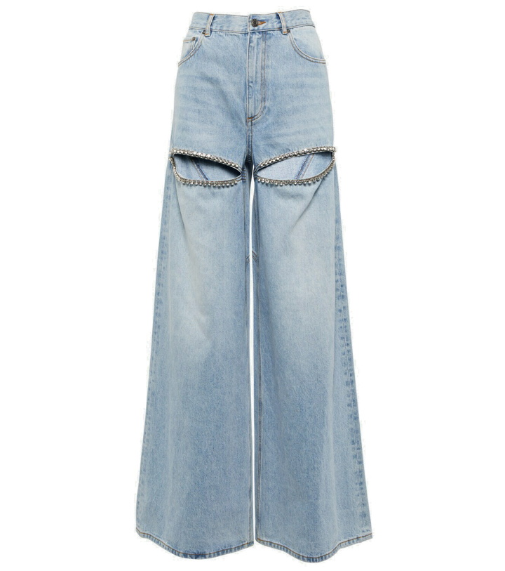 Photo: Area Cutout embellished high-rise wide-leg jeans
