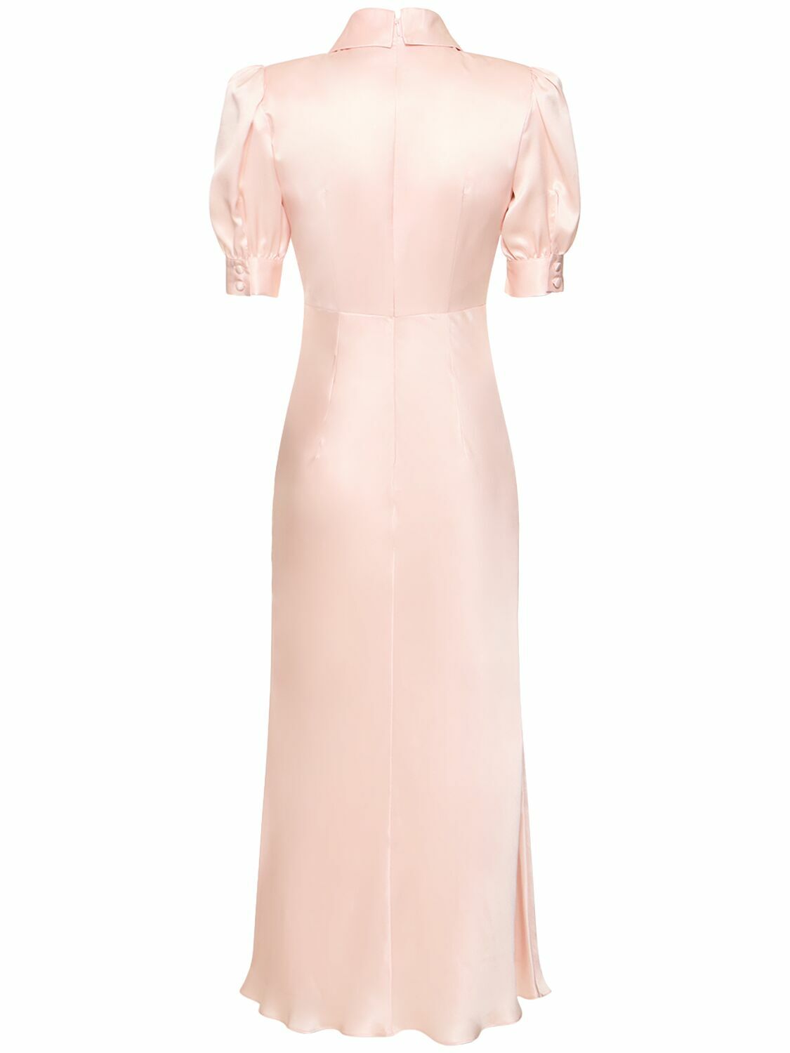 ALESSANDRA RICH - Silk Satin Short Sleeve Long Dress