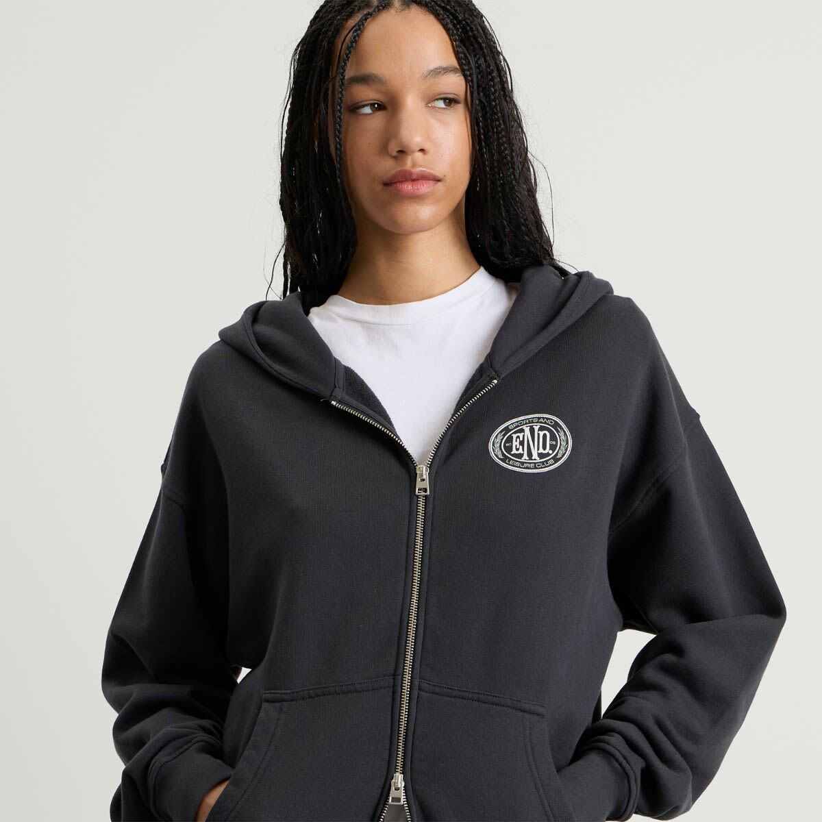 END. Leisure Zip Hoodie in Cinder Black