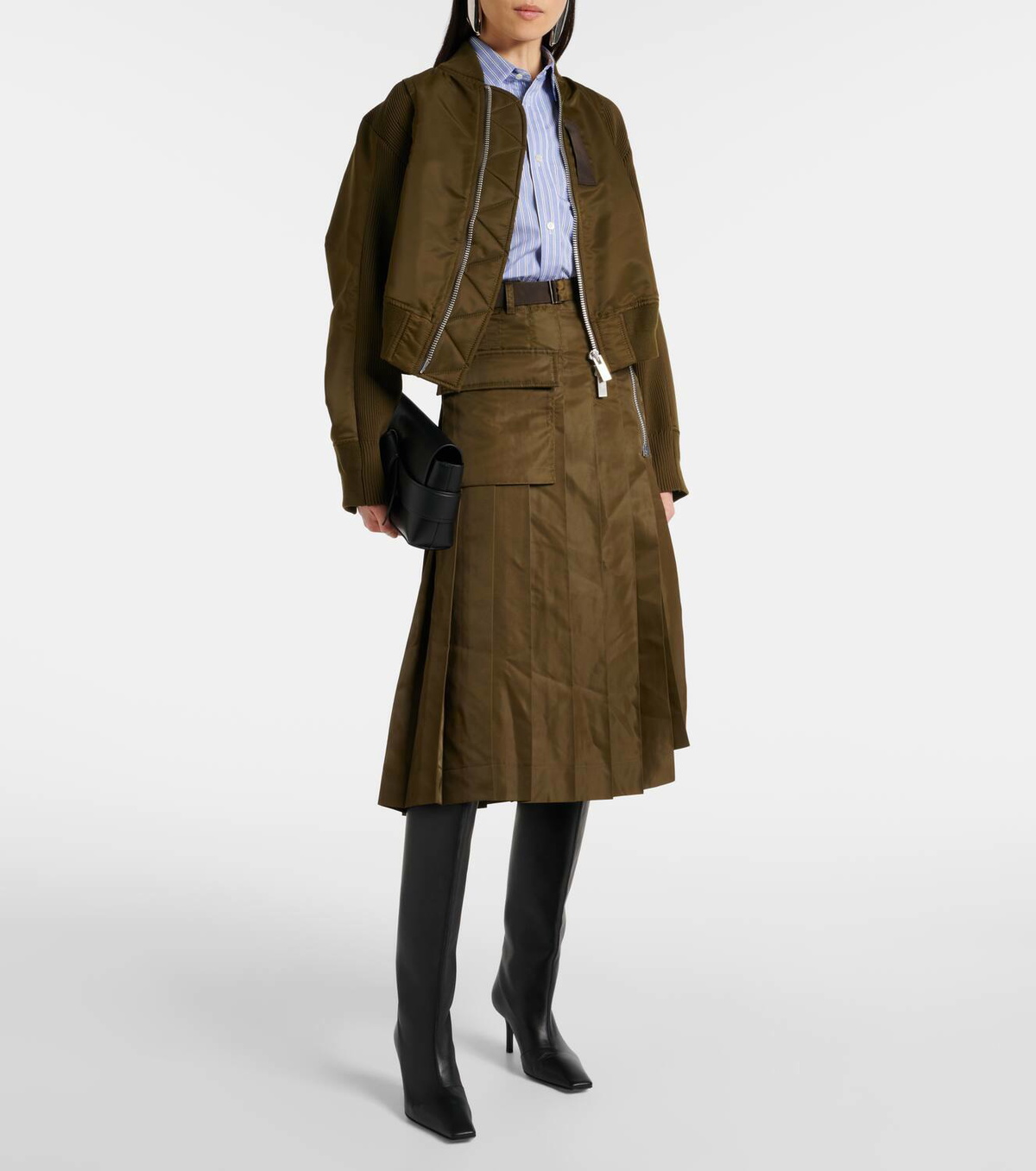 Sacai Pleated twill midi skirt Sacai