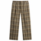 Auralee Women's Wool Check Two-Tuck Slacks in Top Brown Check